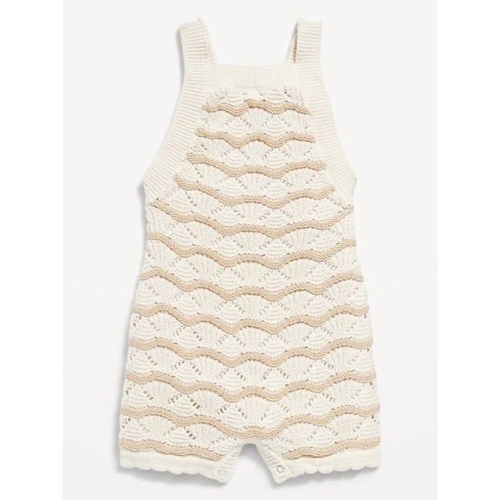 Sleeveless Sweater-Knit One-Piece Cotton Romper for Baby White Beige 18/24 M